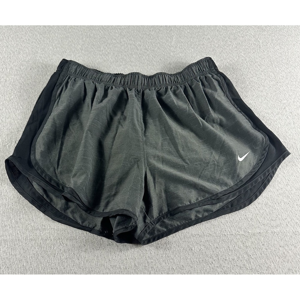 Nike Dri-fit Shorts Womens Large Gray Black Running Workout Casual Training Gym